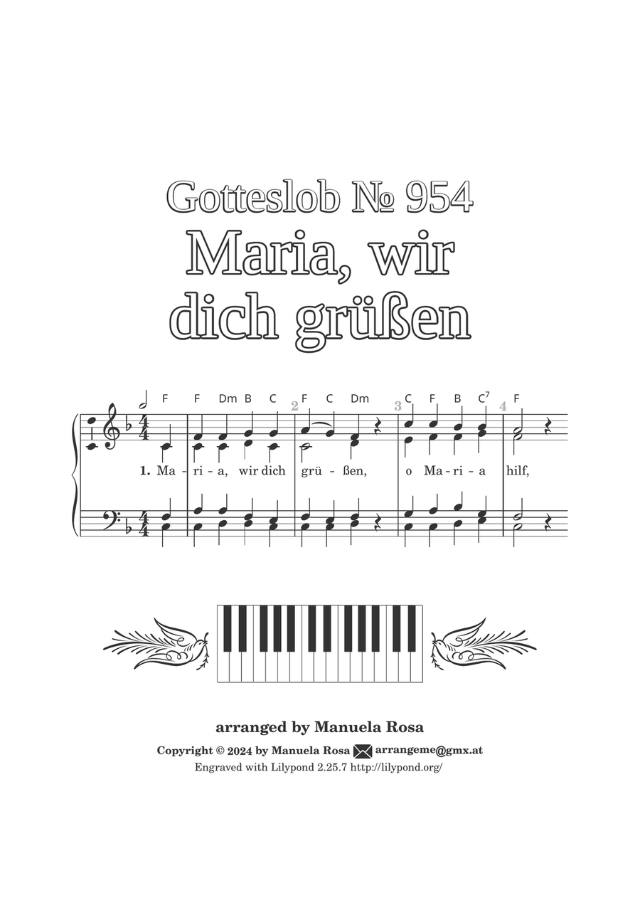 Maria wir dich grüßen (Gotteslob 954) Piano Method scores gallery preview page 2