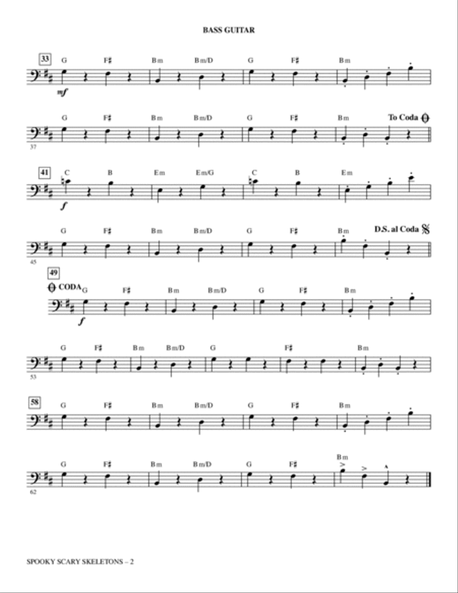 Spooky Scary Skeletons (arr. Roger Emerson) - Bass Choir scores gallery preview page 2