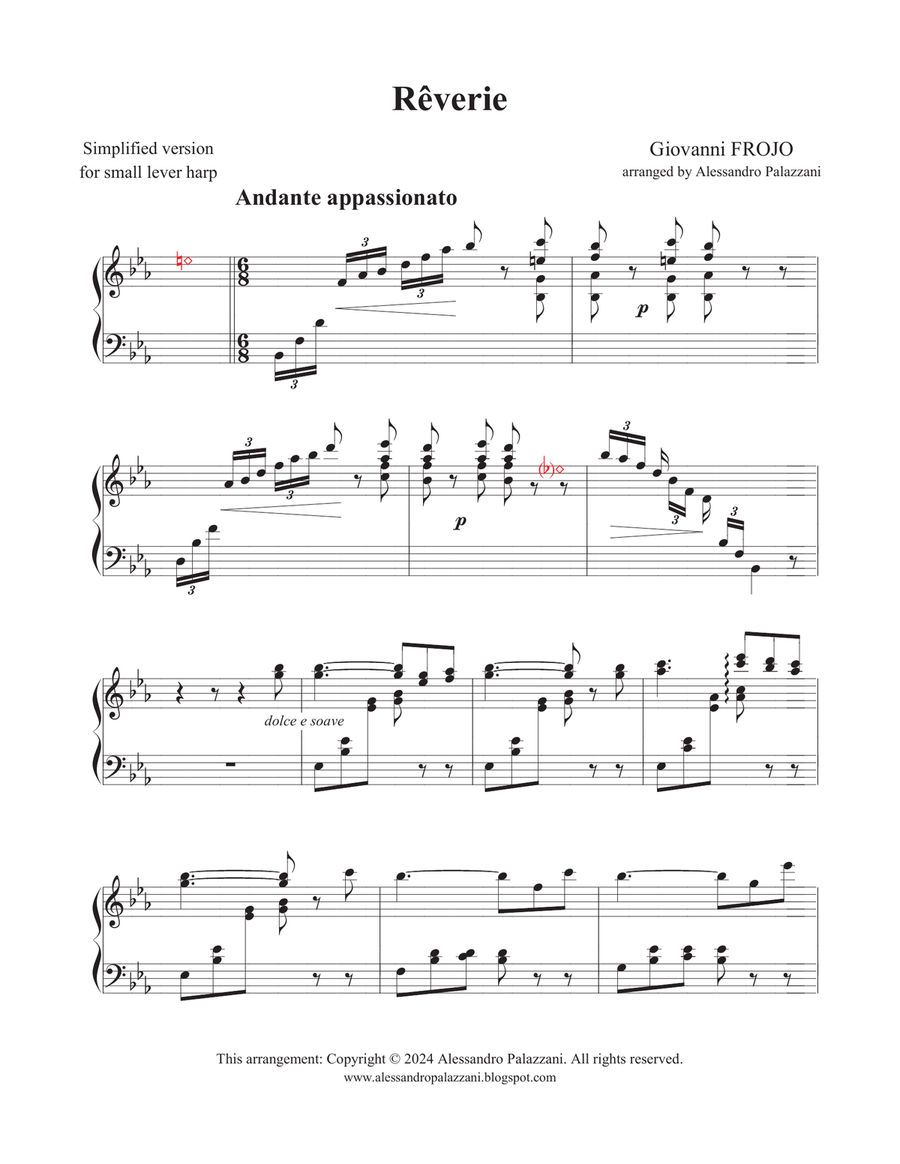 REVERIE - for lever harp Celtic Harp scores gallery preview page 6