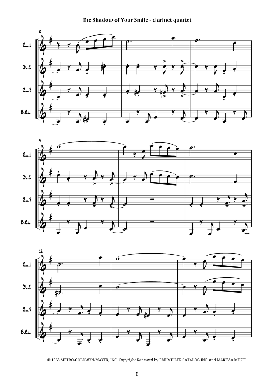 The Shadow Of Your Smile The Shadow Of Your Smile Clarinet Quartet scores gallery preview page 5