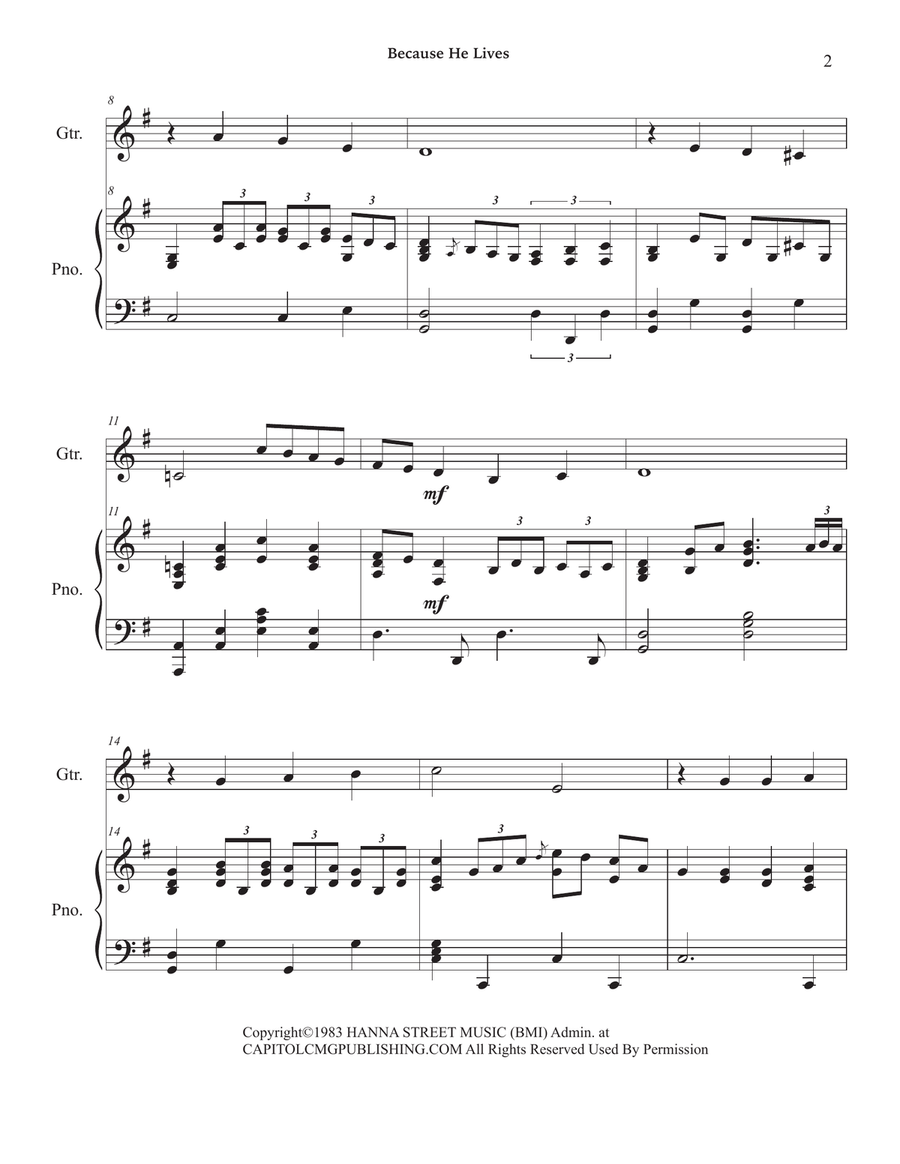 Because He Lives Acoustic Guitar scores gallery preview page 6