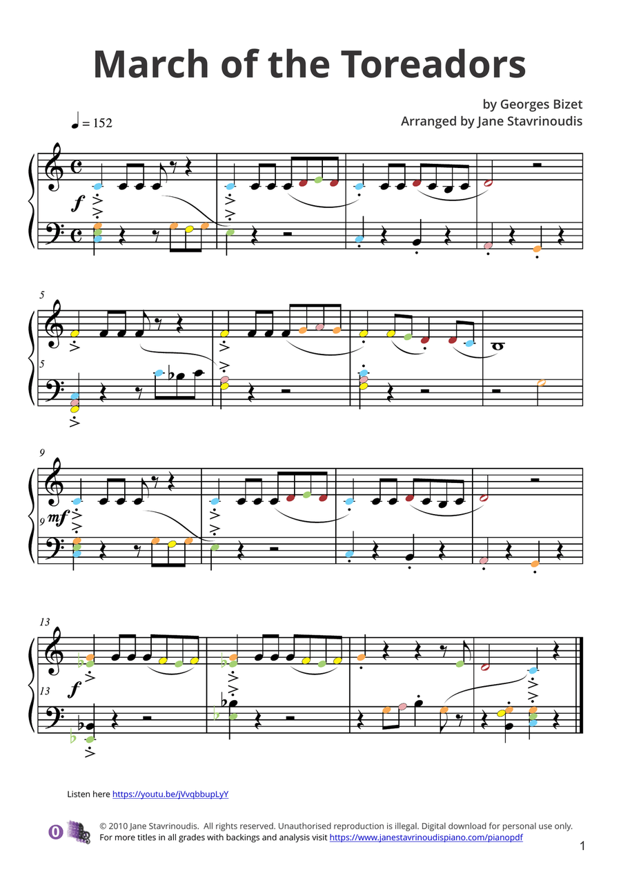 March of the Toreadors Easy Piano scores gallery preview page 2