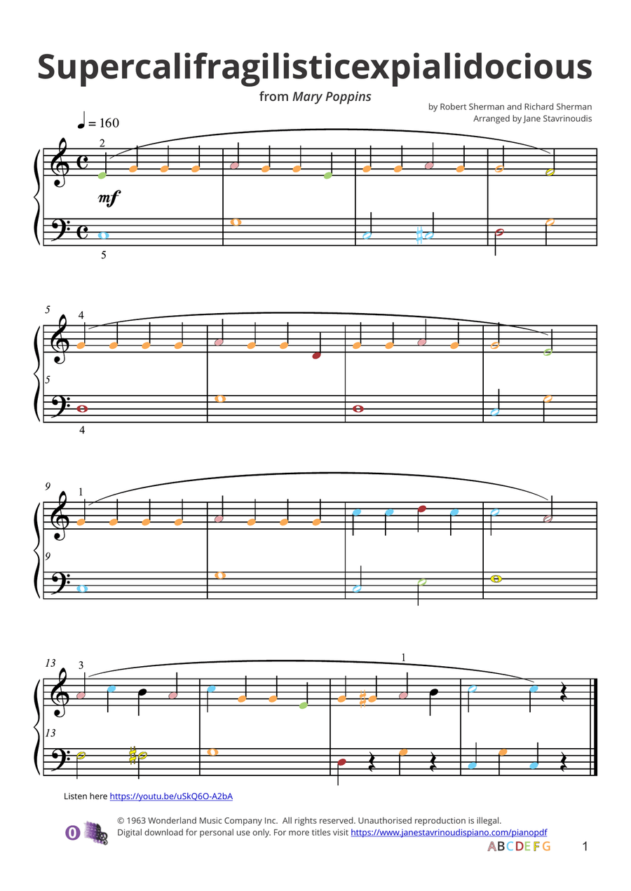 Supercalifragilisticexpialidocious Piano Method scores gallery preview page 2