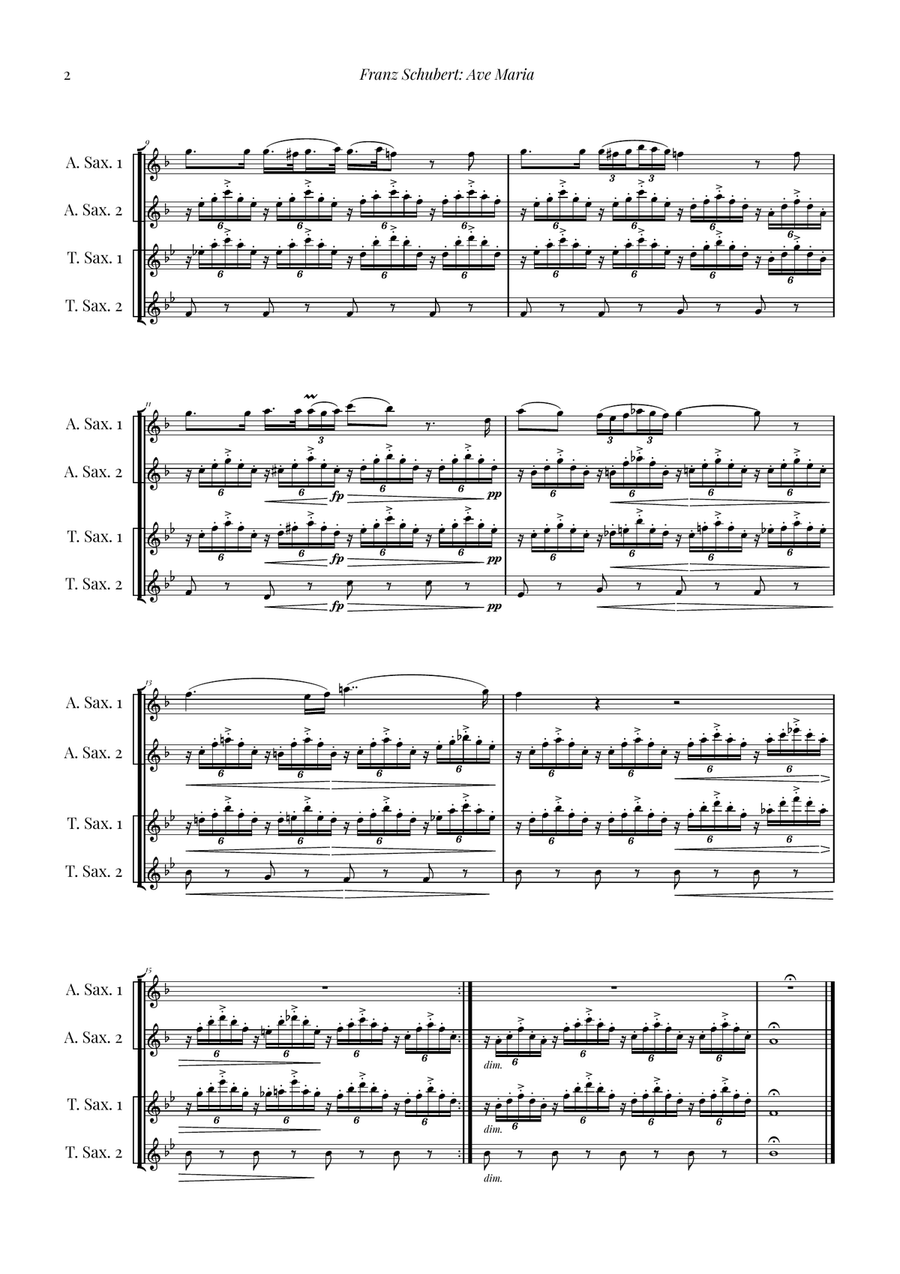Ave Maria - Franz Schubert Saxophone Quartet scores gallery preview page 2