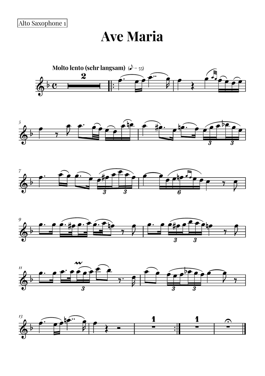 Ave Maria - Franz Schubert Saxophone Quartet scores gallery preview page 3