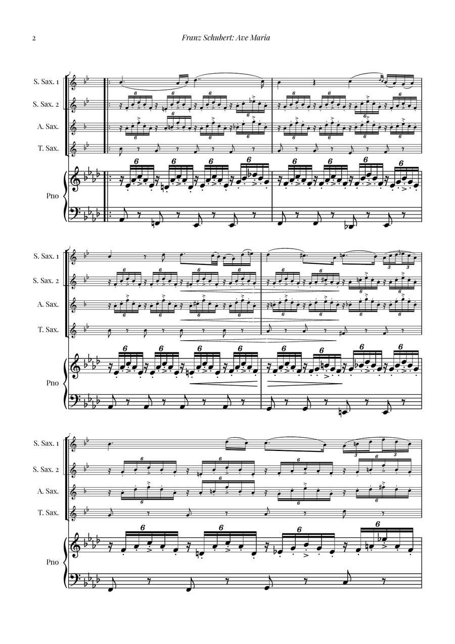 Ave Maria - Franz Schubert Saxophone Quartet scores gallery preview page 2
