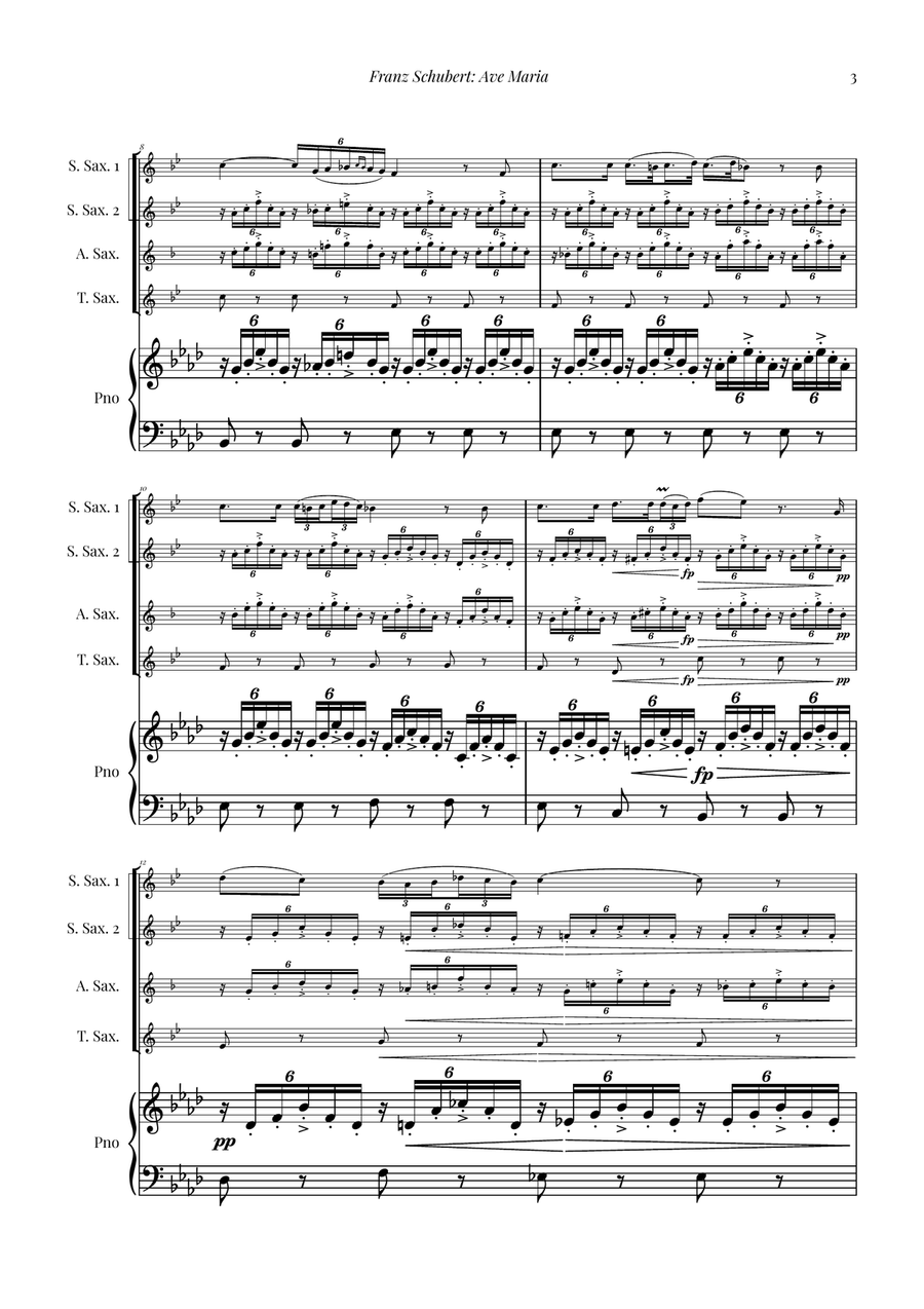 Ave Maria - Franz Schubert Saxophone Quartet scores gallery preview page 3