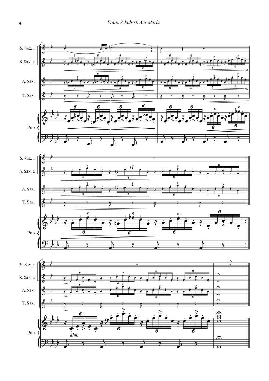 Ave Maria - Franz Schubert Saxophone Quartet scores gallery preview page 4