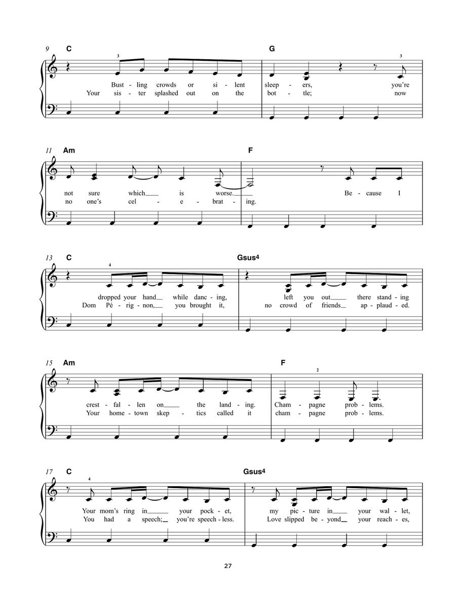 champagne problems champagne problems Easy Piano scores gallery preview page 2