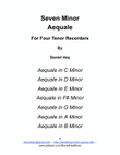 Seven Minor Aequale for Four Tenor Recorders - Score Only