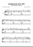 Symphony No. 40 by Mozart - Easy Piano mini preview