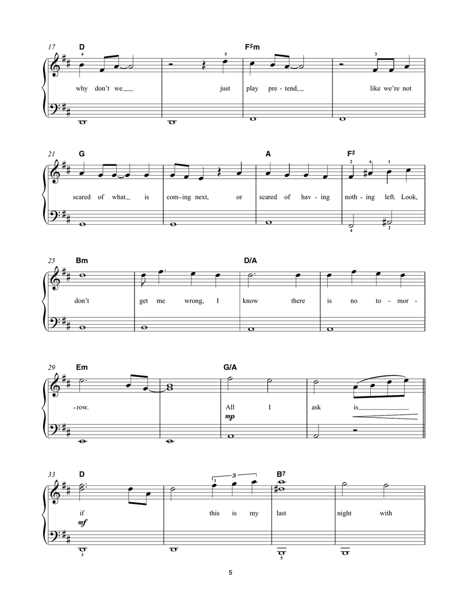All I Ask All I Ask Easy Piano scores gallery preview page 2