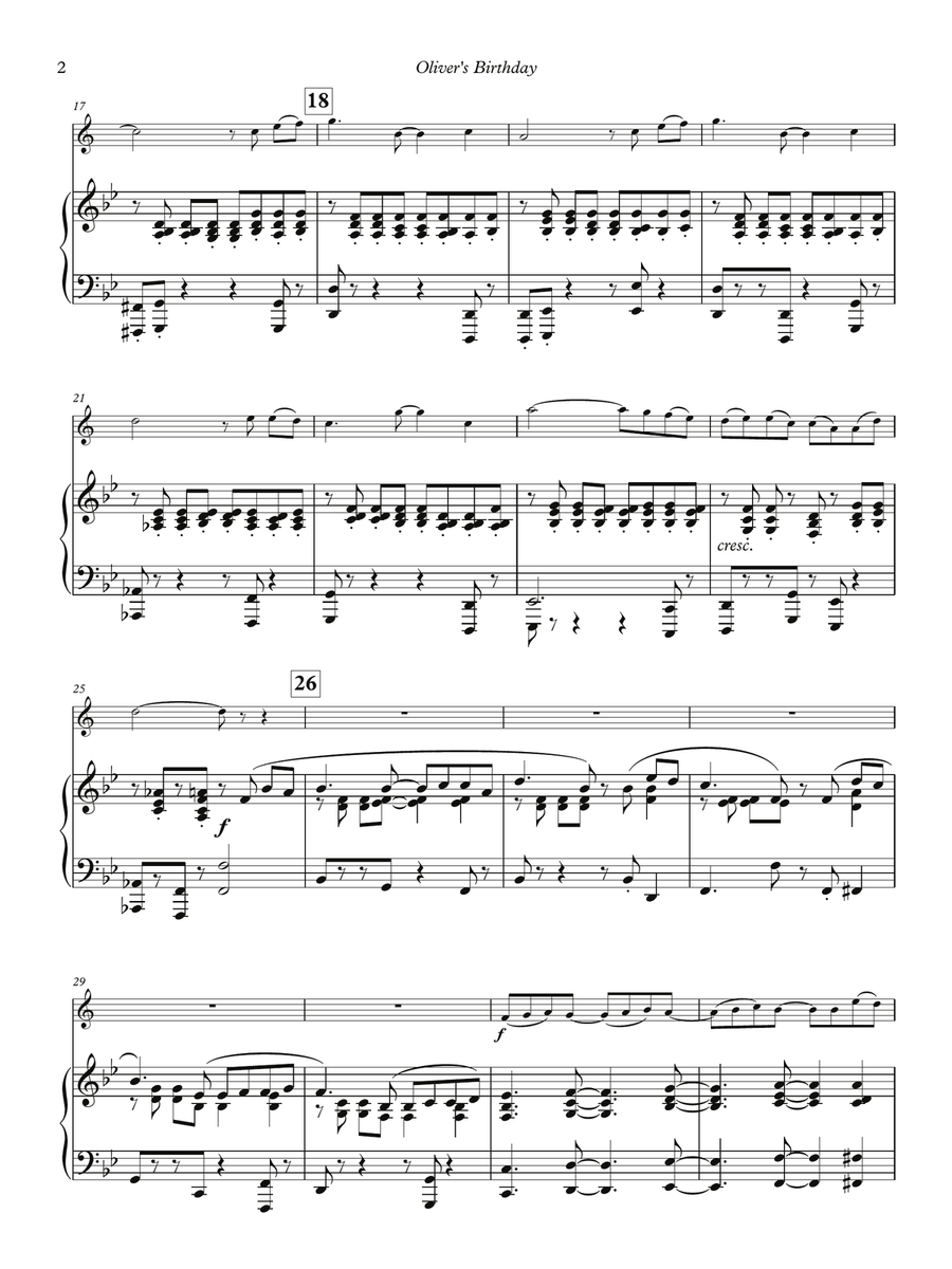 Oliver's Birthday for Trumpet and Piano Trumpet Solo scores gallery preview page 4
