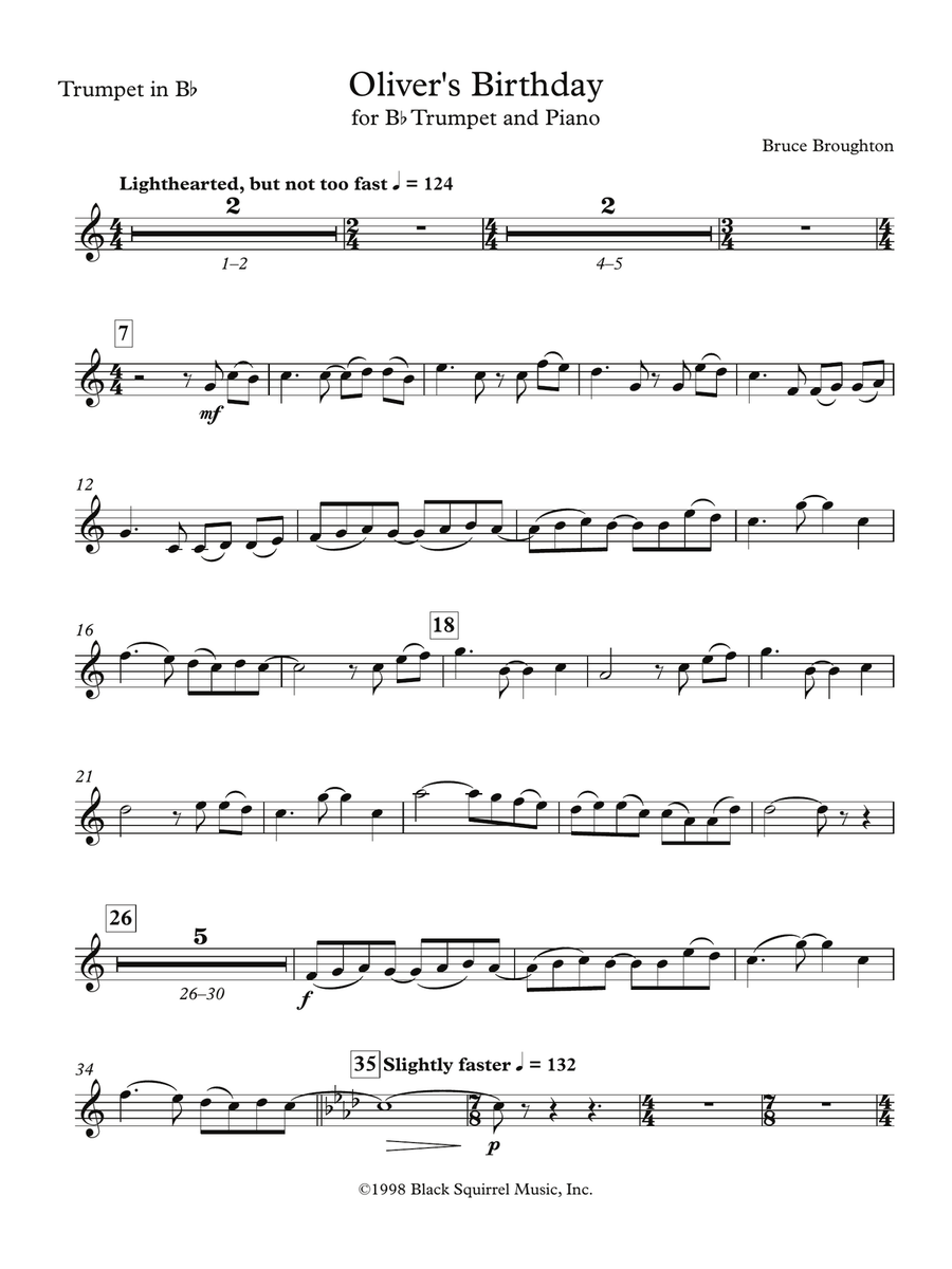 Oliver's Birthday for Trumpet and Piano Trumpet Solo scores gallery preview page 5
