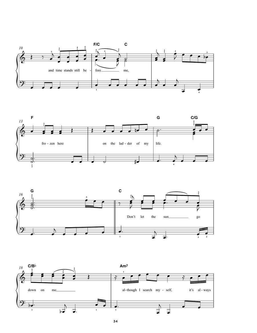 Don't Let The Sun Go Down On Me Easy Piano scores gallery preview page 2