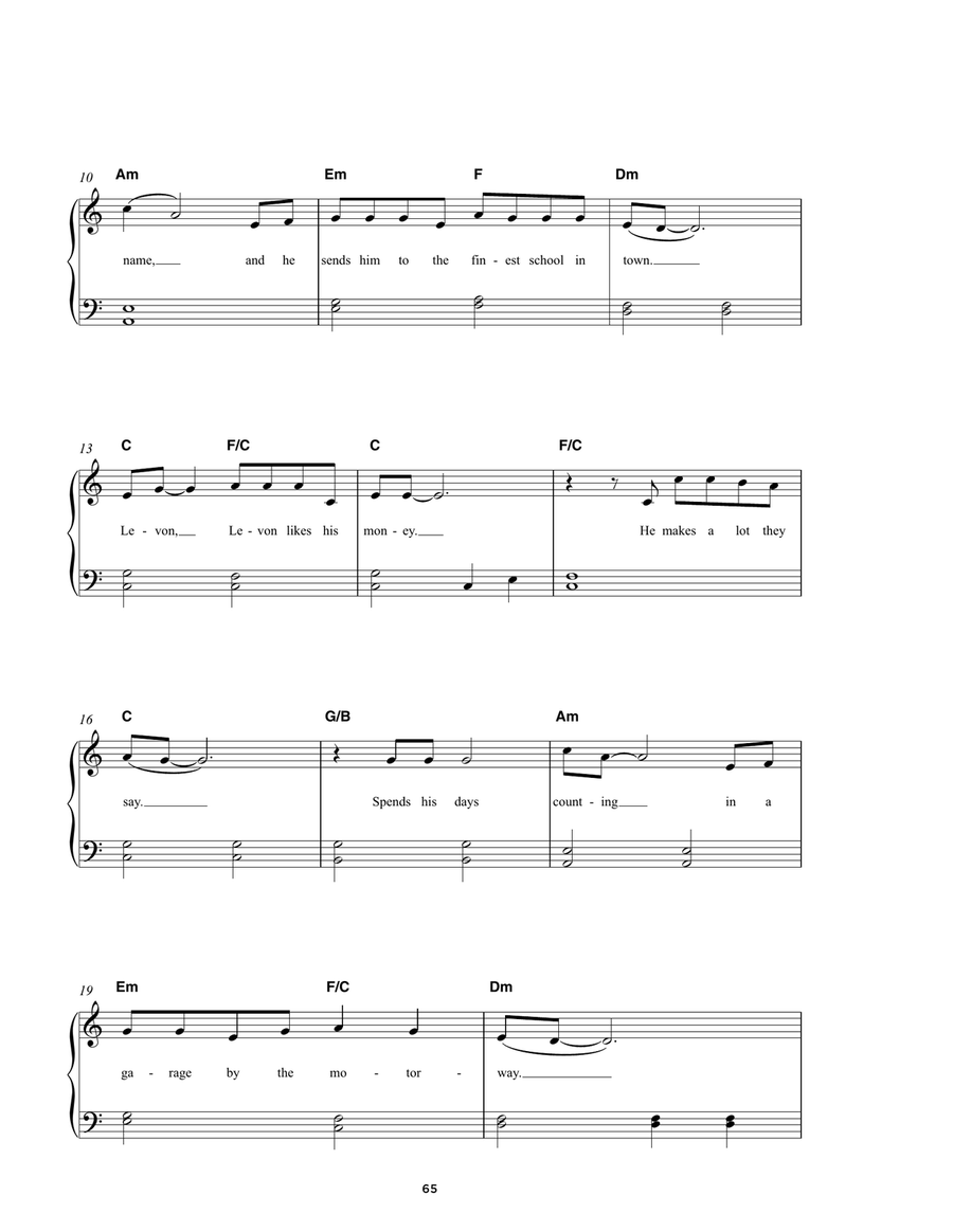 Levon Levon Easy Piano scores gallery preview page 2