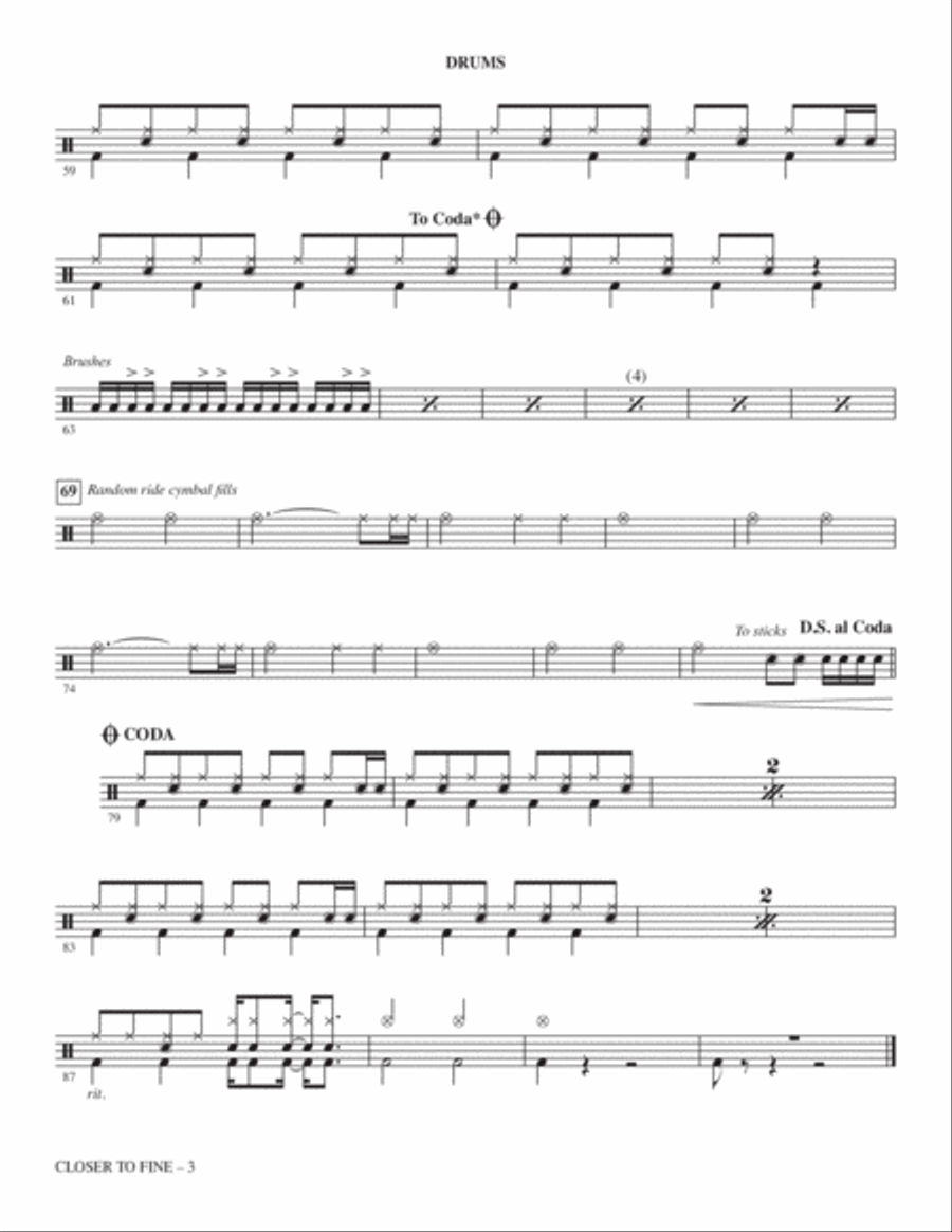 Closer To Fine (arr. Roger Emerson) - Drums Choir scores gallery preview page 3