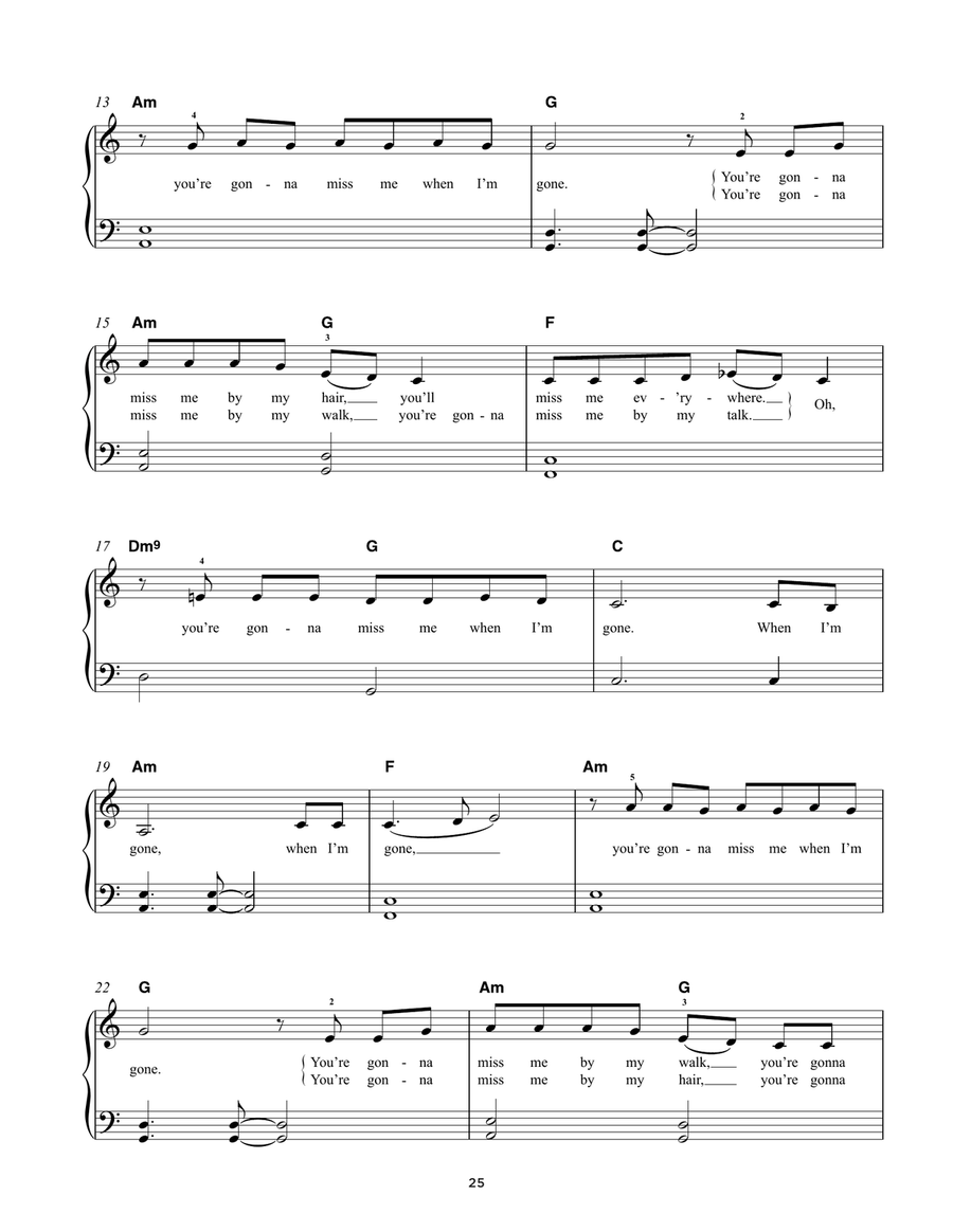 Cups (When I'm Gone) Easy Piano scores gallery preview page 2