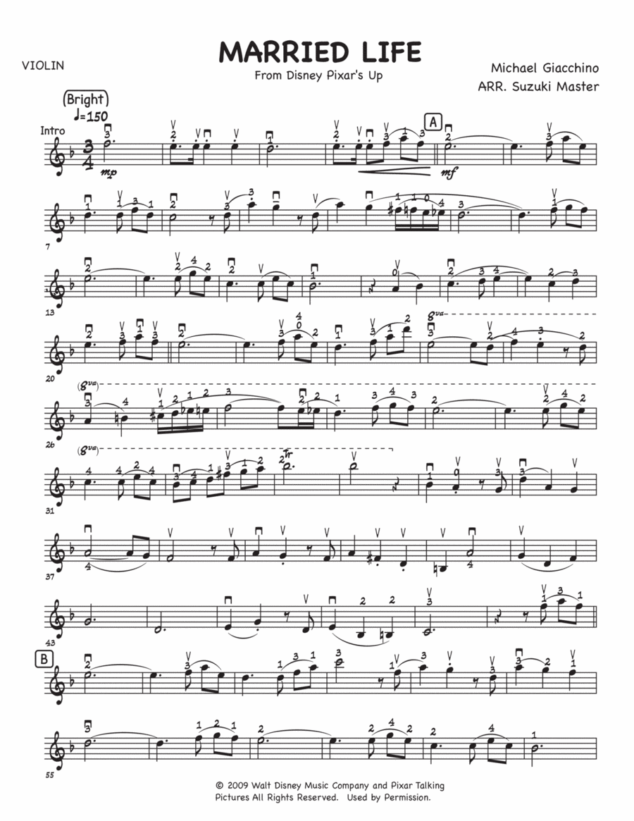 Married Life Violin Solo scores gallery preview page 1