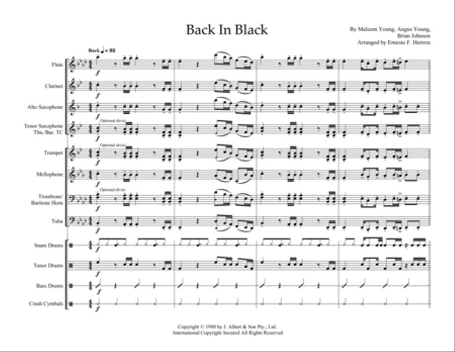 Back In Black - Score Only Marching Band scores gallery preview page 3