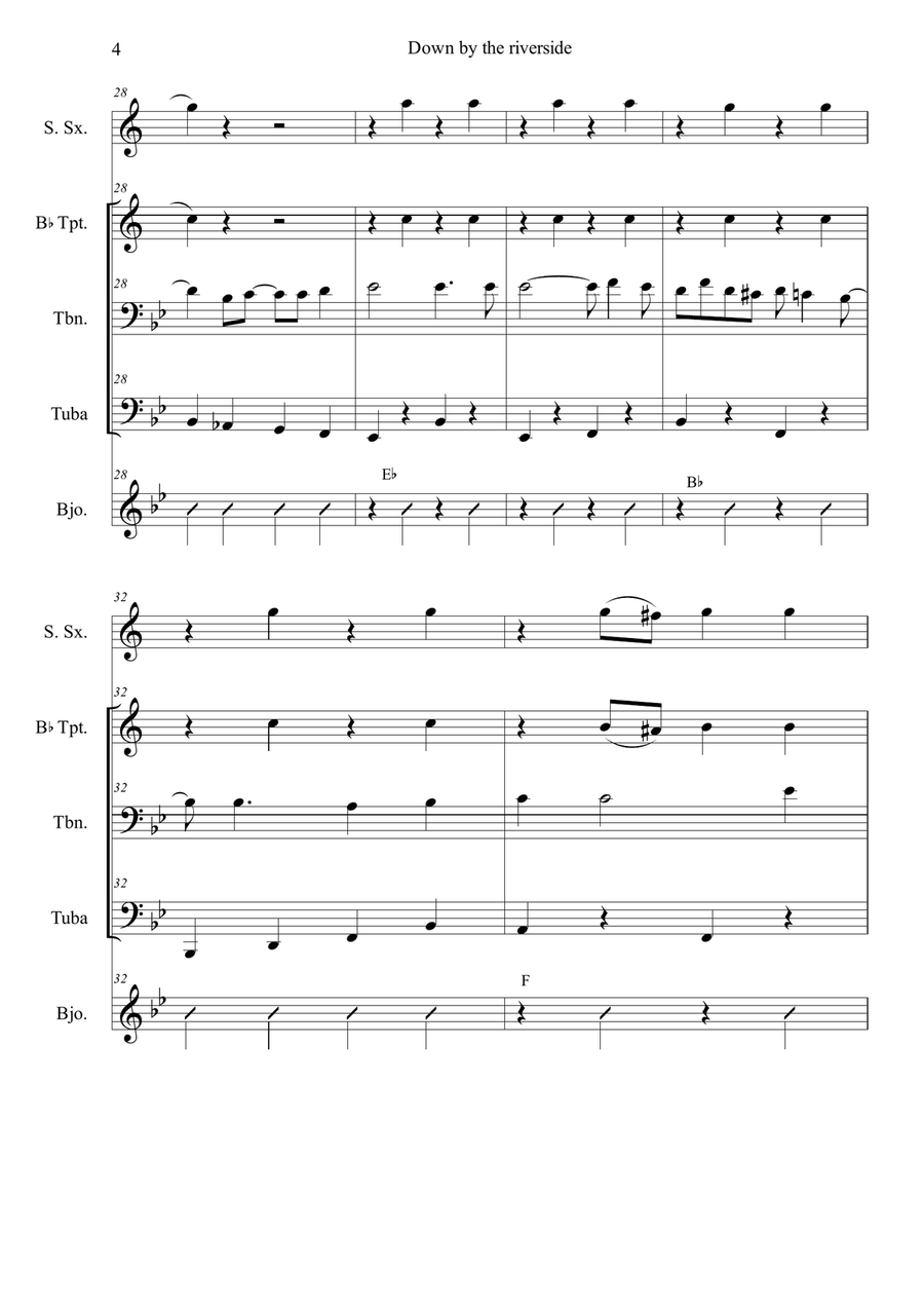 Dixieland Down by the riverside dixie Full score and parts Marching Band scores gallery preview page 4