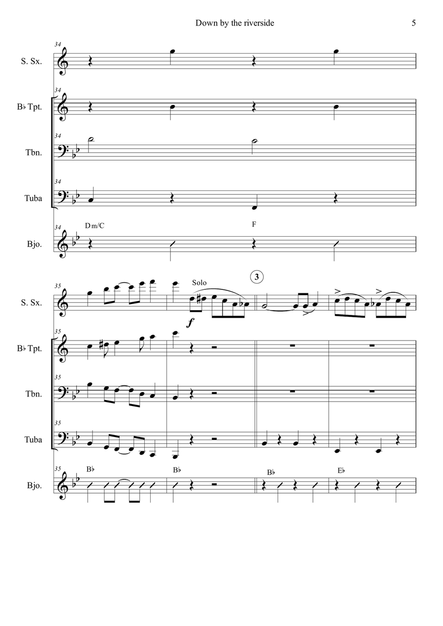 Dixieland Down by the riverside dixie Full score and parts Marching Band scores gallery preview page 5