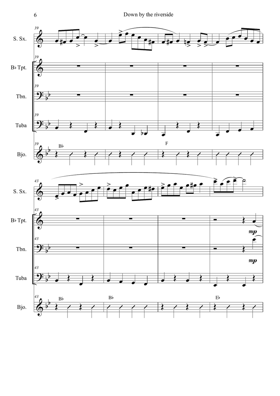 Dixieland Down by the riverside dixie Full score and parts Marching Band scores gallery preview page 6