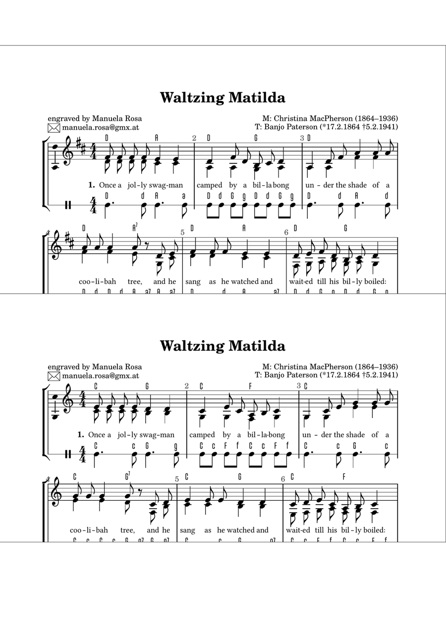 Waltzing Matilda for Accordion Piano Solo scores gallery preview page 2