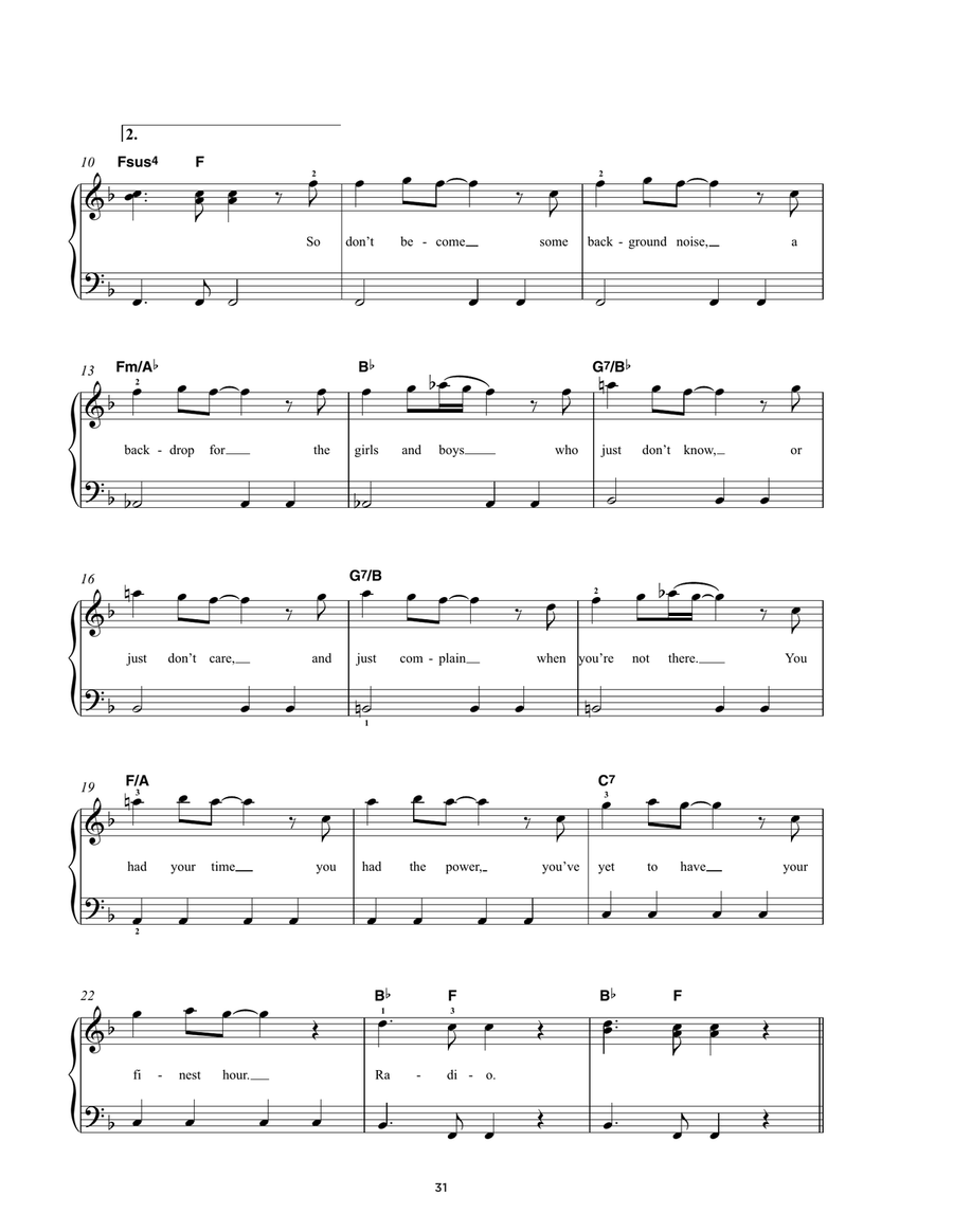 Radio Ga Ga Radio Ga Ga Easy Piano scores gallery preview page 2