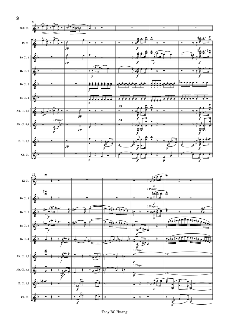 Clarinet Concerto No.2 for Solo Clarinet and Clarinet Choir Clarinet Choir scores gallery preview page 2
