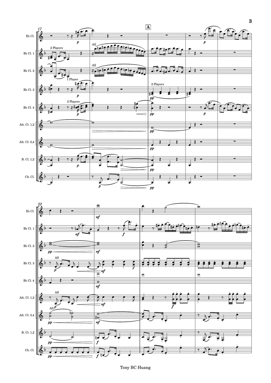 Clarinet Concerto No.2 for Solo Clarinet and Clarinet Choir Clarinet Choir scores gallery preview page 3