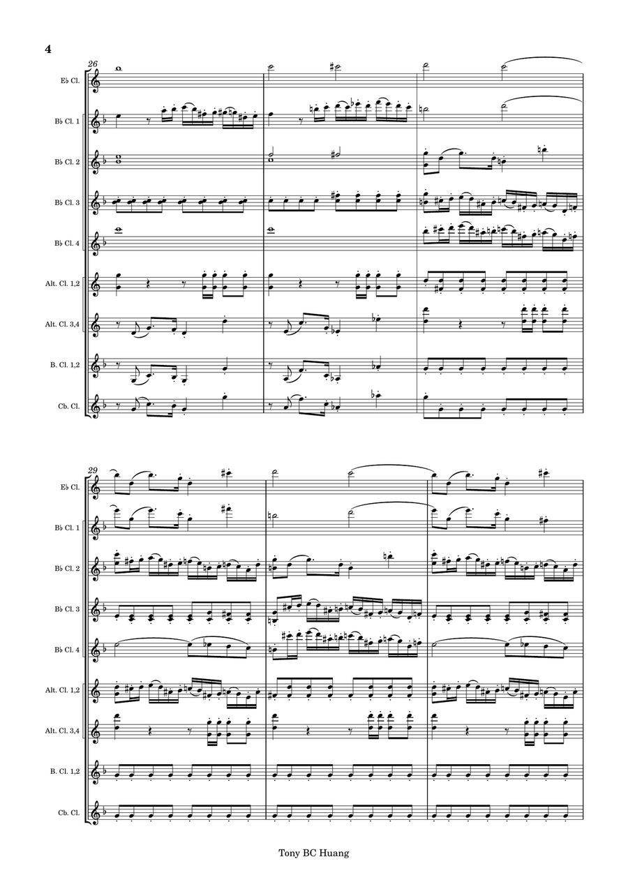 Clarinet Concerto No.2 for Solo Clarinet and Clarinet Choir Clarinet Choir scores gallery preview page 4