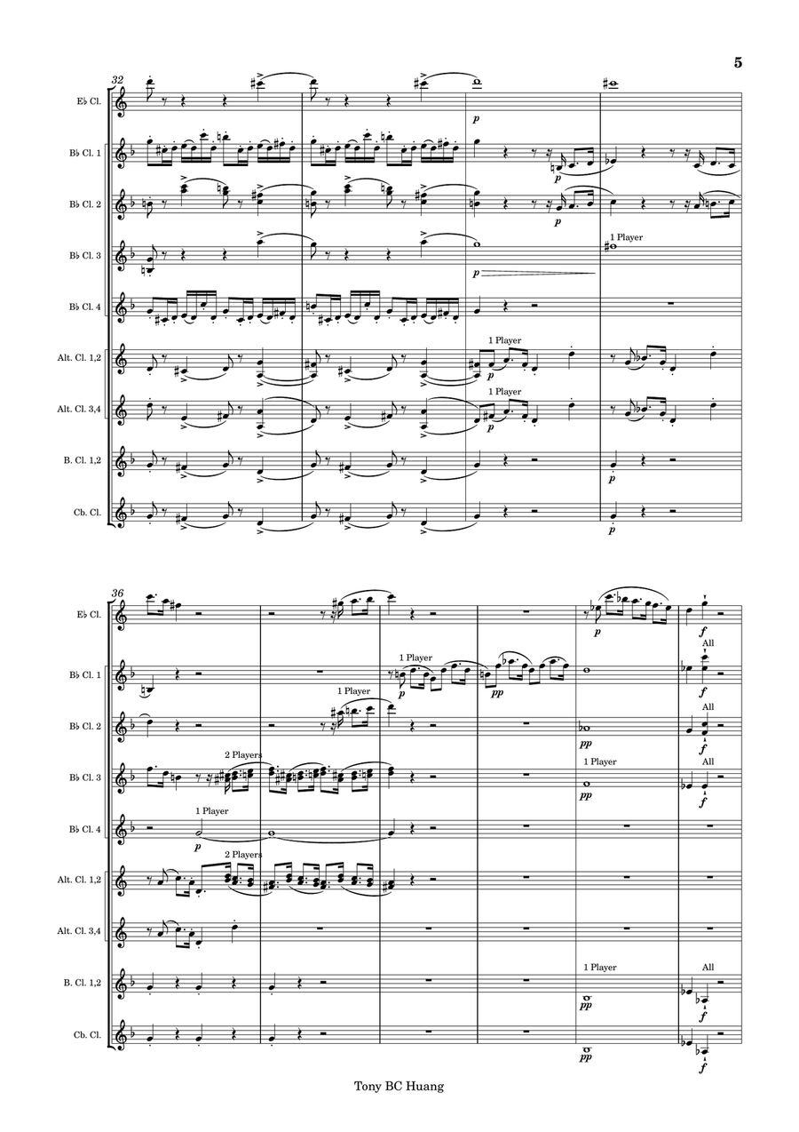 Clarinet Concerto No.2 for Solo Clarinet and Clarinet Choir Clarinet Choir scores gallery preview page 5