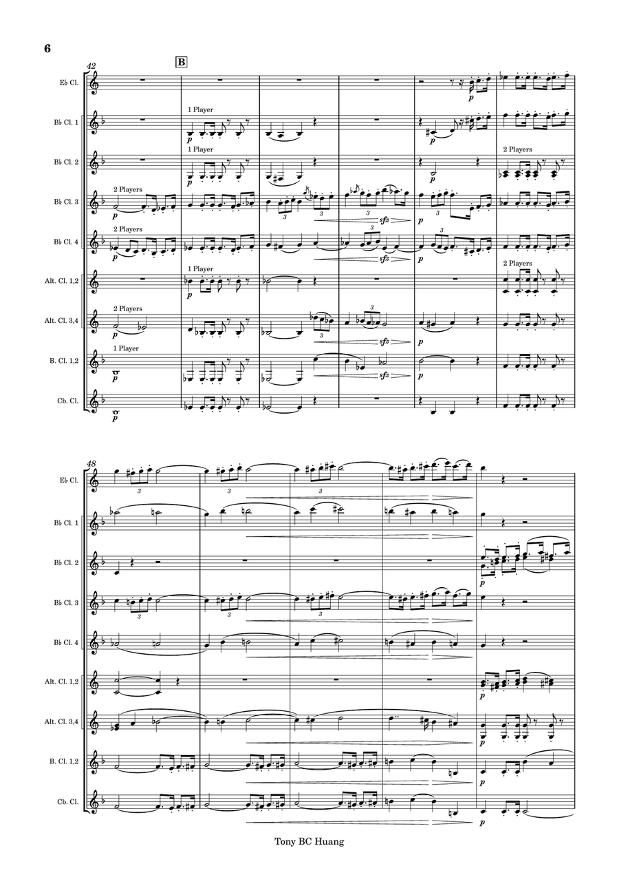 Clarinet Concerto No.2 for Solo Clarinet and Clarinet Choir Clarinet Choir scores gallery preview page 6