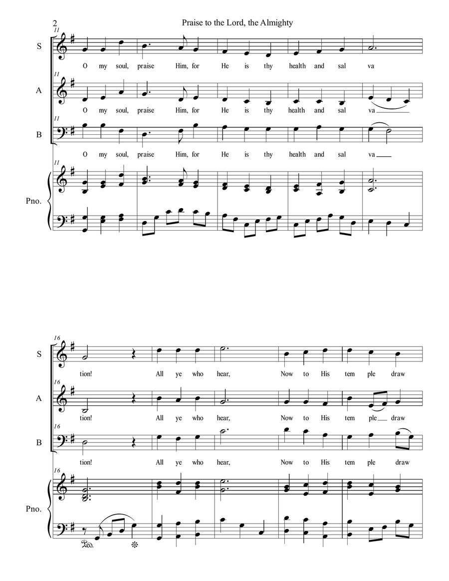 Praise to the Lord, the Almighty 3-Part scores gallery preview page 2