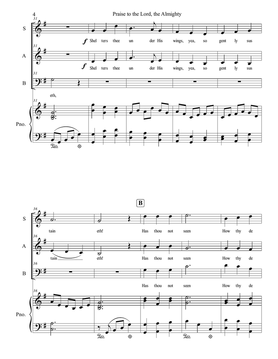 Praise to the Lord, the Almighty 3-Part scores gallery preview page 4