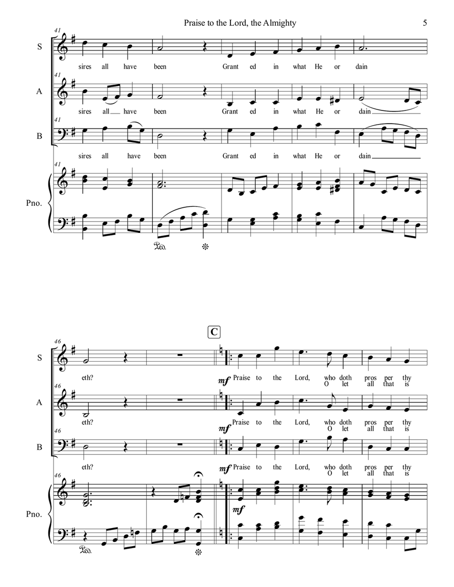 Praise to the Lord, the Almighty 3-Part scores gallery preview page 5