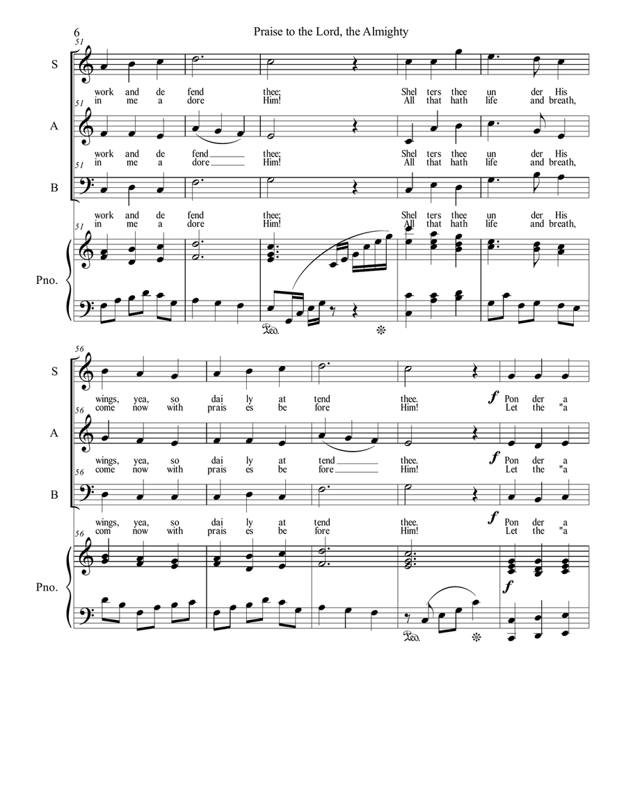 Praise to the Lord, the Almighty 3-Part scores gallery preview page 6