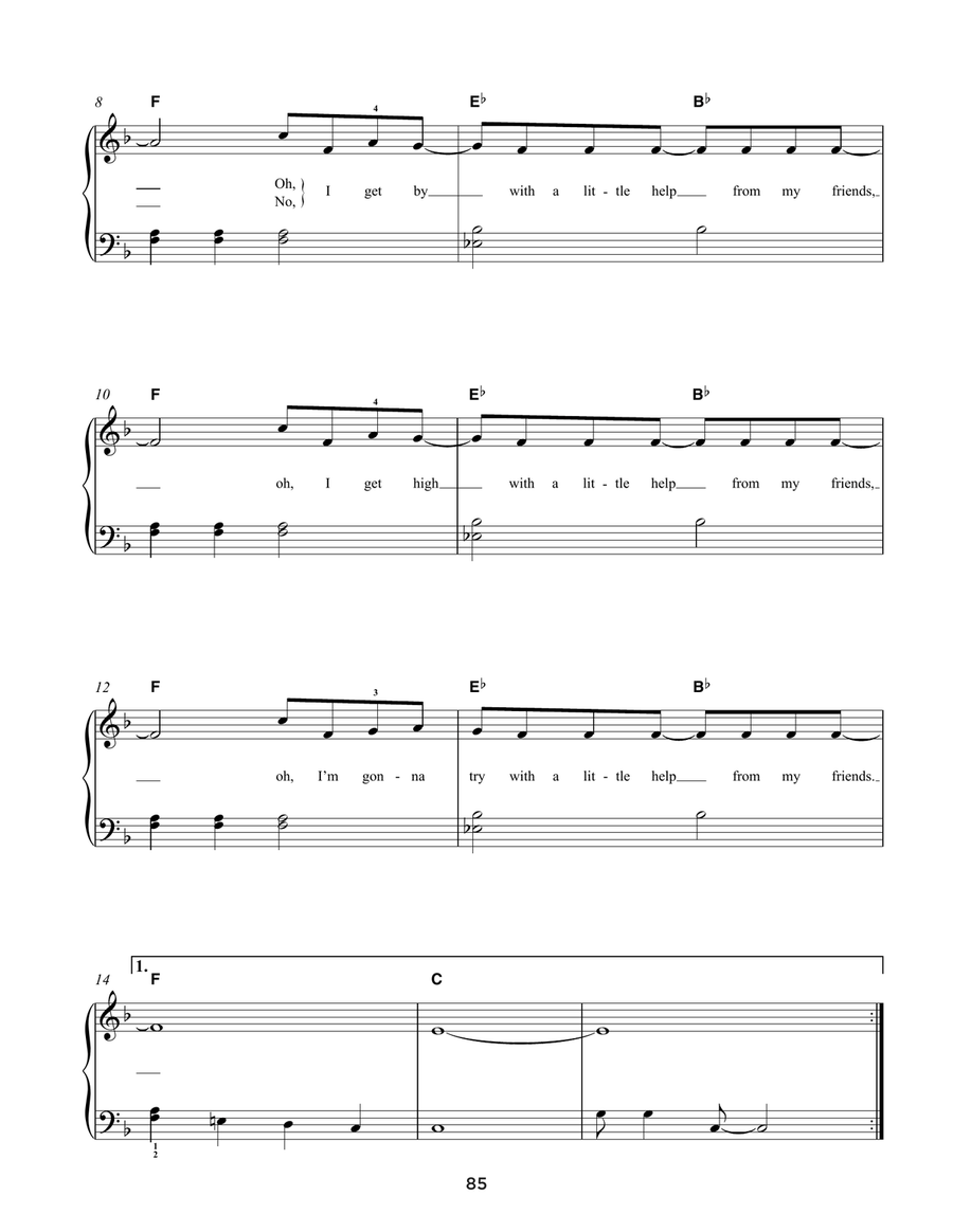 With A Little Help From My Friends Easy Piano scores gallery preview page 2