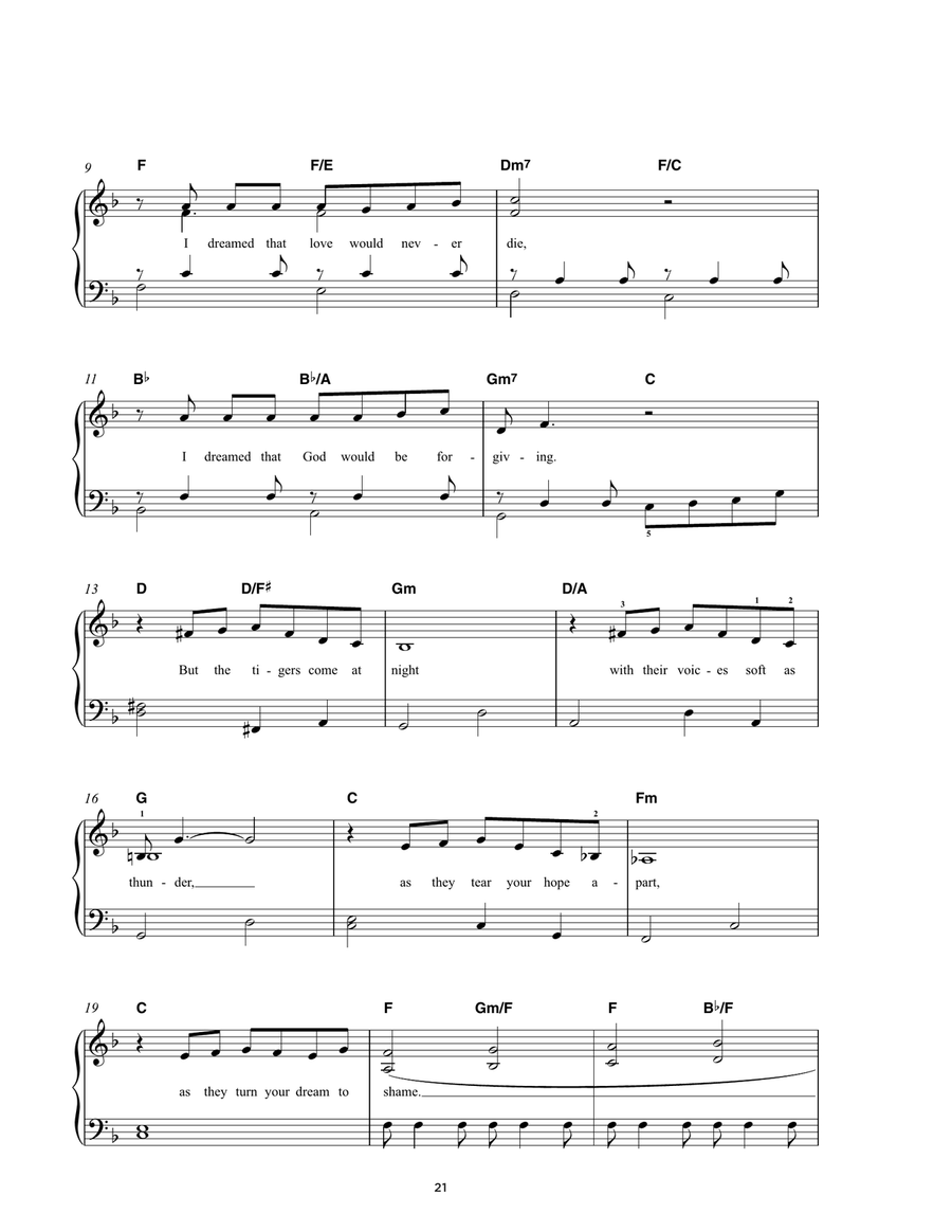 I Dreamed A Dream (from Les Miserables) Easy Piano scores gallery preview page 2