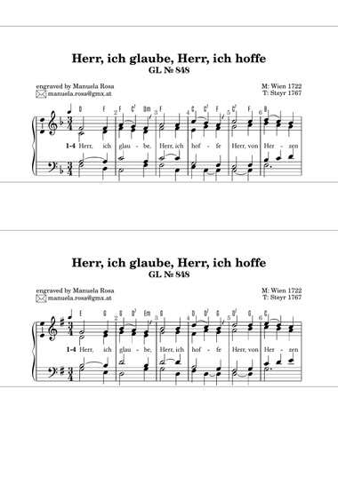 Herr ich glaube, Herr ich hoffe (Gotteslob 848 easy organ manualiter; Orgel leicht gesetzt)