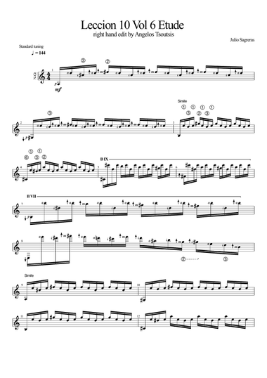 Julio Sagreras Leccion 10 Vol 6 Etude right hand edit by Angelos Tsoutsis
