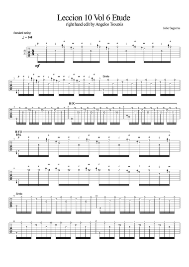 Julio Sagreras Leccion 10 Vol 6 Etude right hand edit by Angelos Tsoutsis