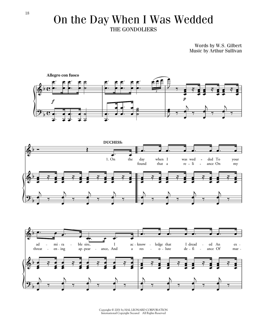 On The Day When I Was Wedded (from The Gondaliers) Voice scores gallery preview page 1