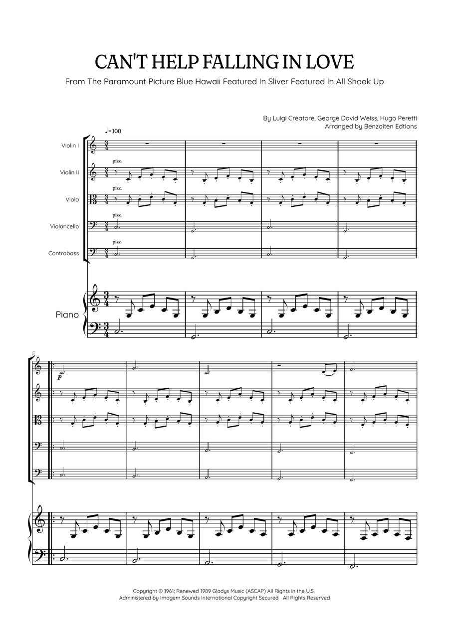 Can't Help Falling In Love Small Ensemble scores gallery preview page 1