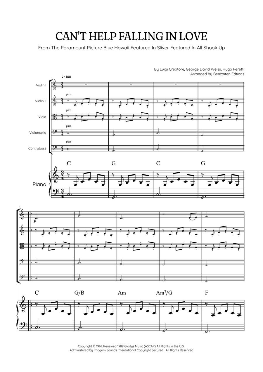 Can't Help Falling In Love Small Ensemble scores gallery preview page 1