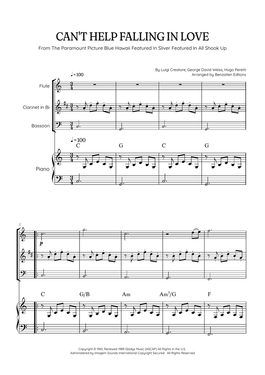 Can't Help Falling In Love Small Ensemble scores gallery preview page 1