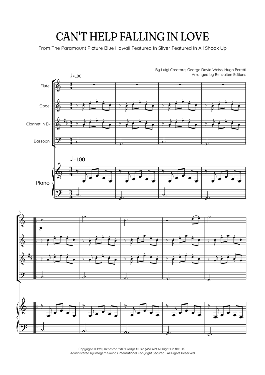 Can't Help Falling In Love Small Ensemble scores gallery preview page 1