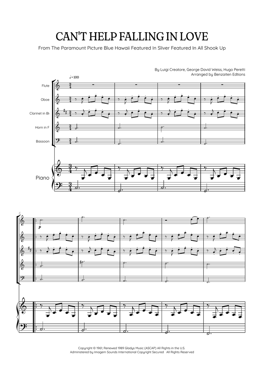 Can't Help Falling In Love Small Ensemble scores gallery preview page 1