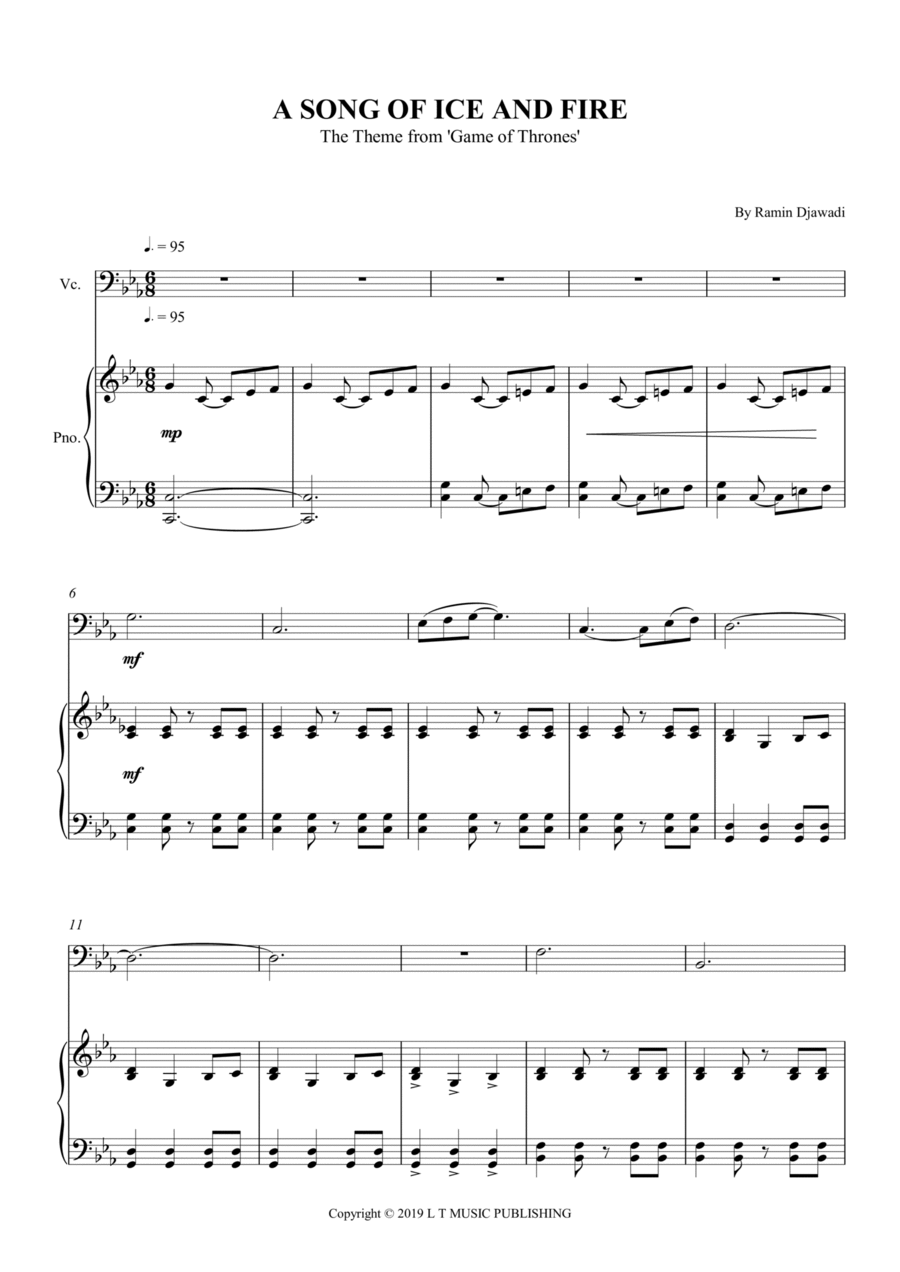 A Song Of Ice And Fire A Song Of Ice And Fire Piano scores gallery preview page 1